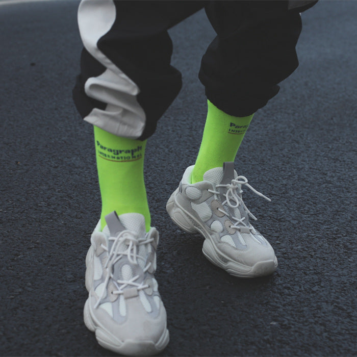 2019 New Fluorescent Color Green Socks