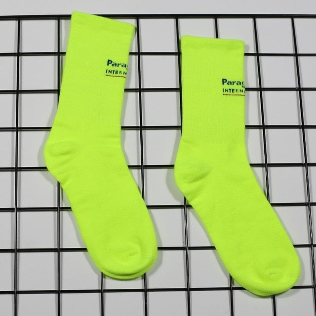 2019 New Fluorescent Color Green Socks