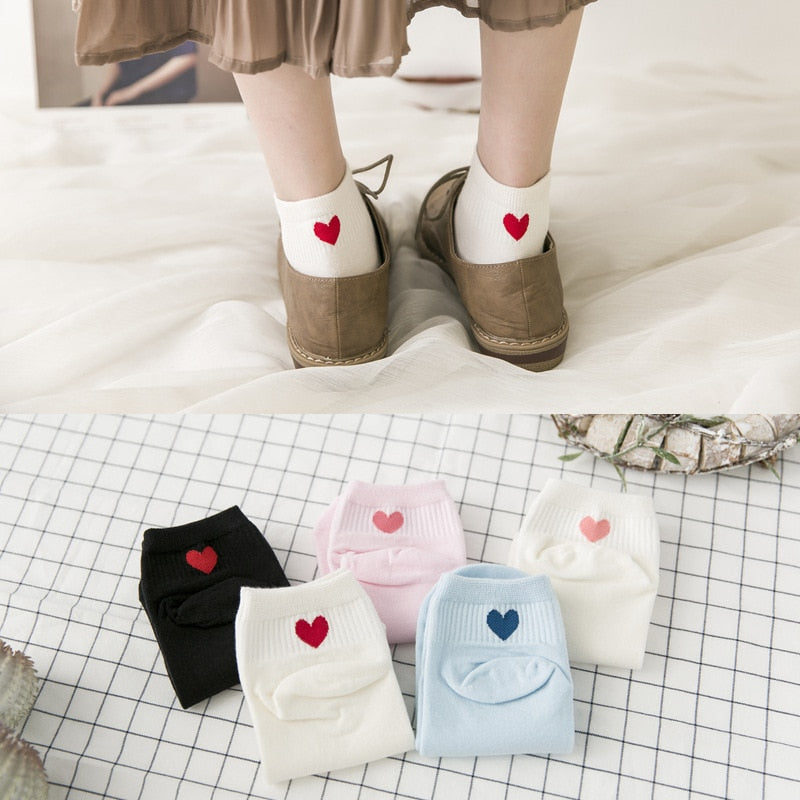 Cotton Women Heart Socks